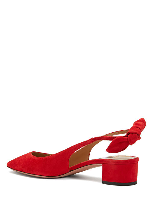 Very Bow Tie Kırmızı Süet Topuklu Ayakkabı - Görsel 4