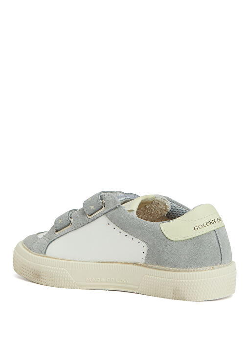 May Beyaz Gri Çocuk Deri Sneaker - Görsel 4