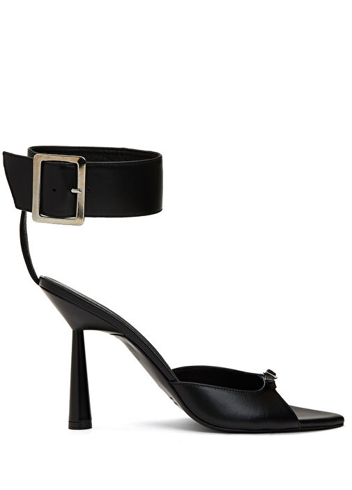 Cami Siyah Kadın Deri Sandalet - Görsel 4