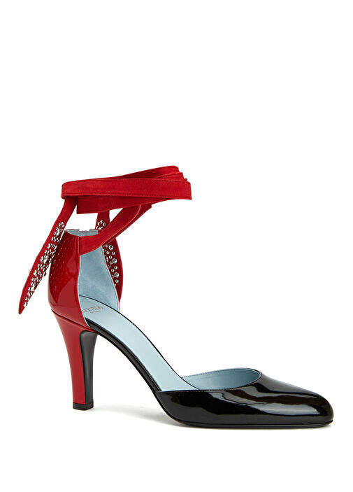 Foliefoliage Siyah Deri Topuklu Ayakkabı - Görsel 3