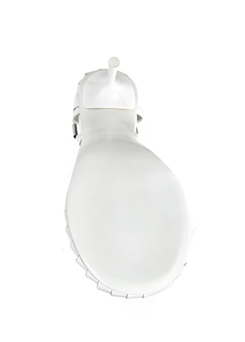 Origami Beyaz Deri Topuklu Ayakkabı - Görsel 6