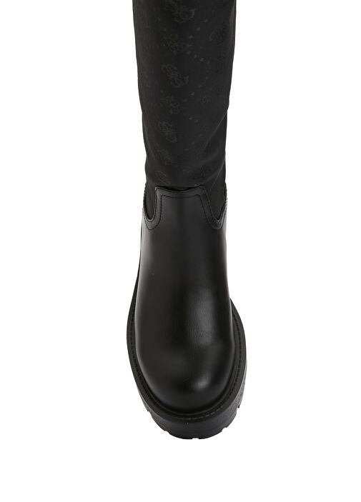 Siyah Logo Desenli Kadın Çizme - Görsel 5