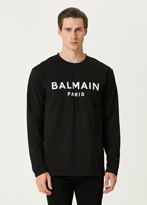 【関税＆送料込み】Balmain Black Crewneck T-Shirt With Logo 22299215_52147725_1000.jpg