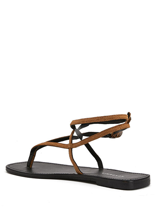 Camel Amorf Tokalı Kadın Süet Sandalet - Görsel 4