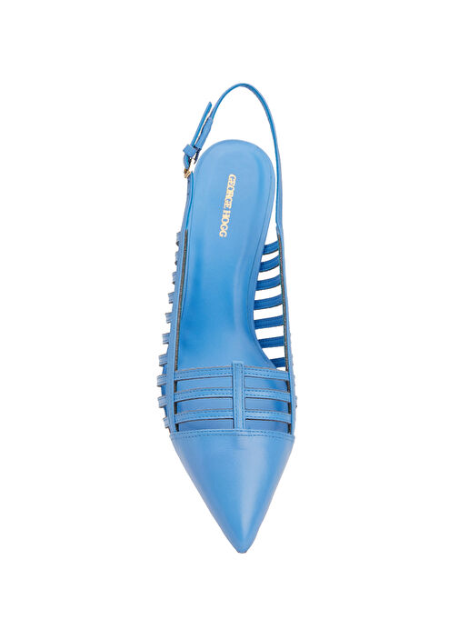 Mavi Deri Topuklu Ayakkabı - Görsel 5