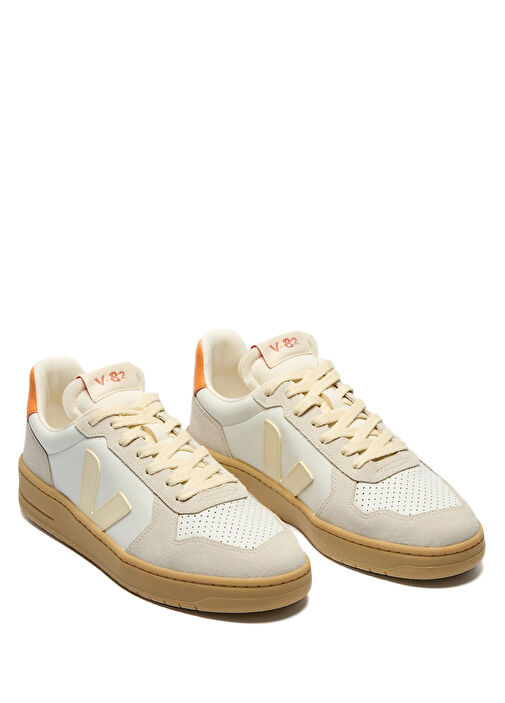 V-82 Grained Turuncu Beyaz Kadın Deri Sneaker - Görsel 3