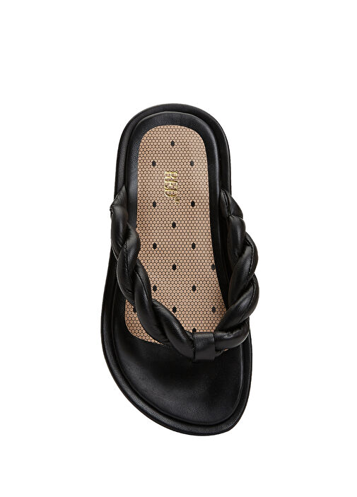 Turnered Siyah Kadın Deri Terlik - Görsel 5