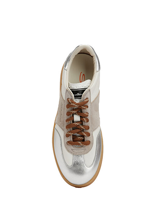 Beyaz Gri Kadın Deri Sneaker - Görsel 5