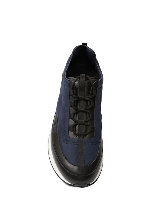 Siyah Lacivert Erkek Deri Garnili Sneaker - Görsel 5