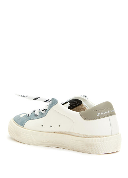 May Haki Beyaz Çocuk Deri Sneaker - Görsel 4