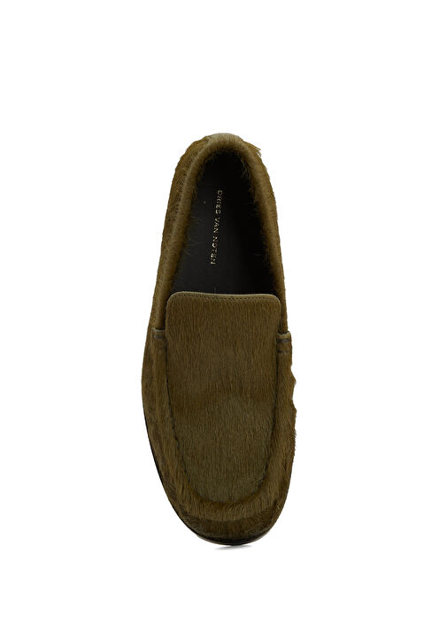 Haki Kadın Keten Loafer - Görsel 5