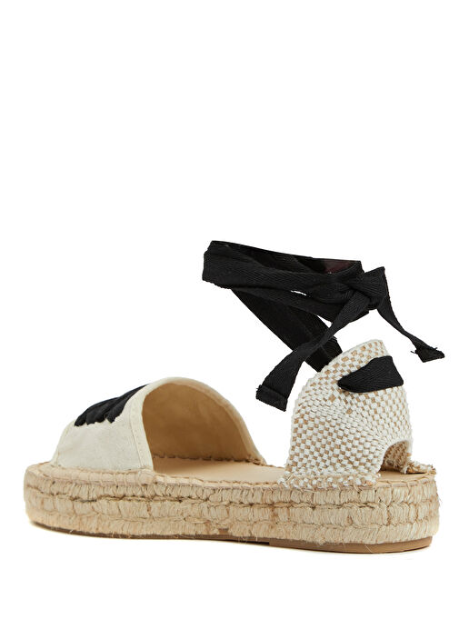 Siyah Kırık Beyaz Örgü Detaylı Kadın Espadril - Görsel 4