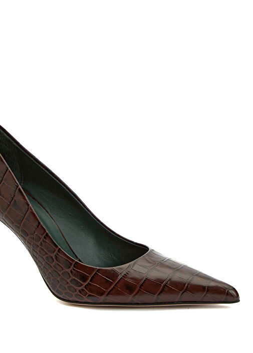 Kahverengi Kroko Kadın Deri Ayakkabı - Görsel 7