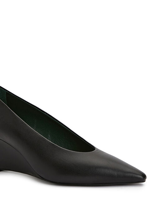 Siyah Deri Topuklu Ayakkabı - Görsel 7