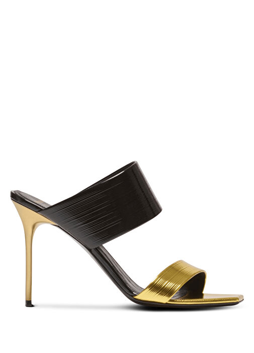 Siyah Gold Kadın Deri Terlik - Görsel 2