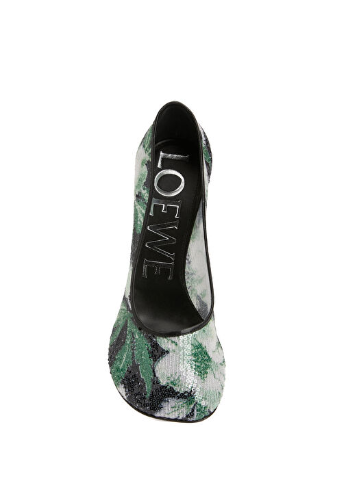 Yeşil Beyaz İşlemeli Topuklu Ayakkabı - Görsel 5