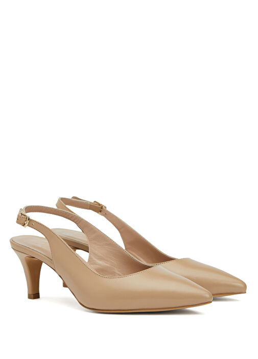 Nude Deri Topuklu Ayakkabı - Görsel 3