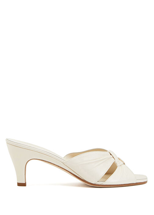 Beyaz Kadın Topuklu Deri Sandalet - Görsel 2