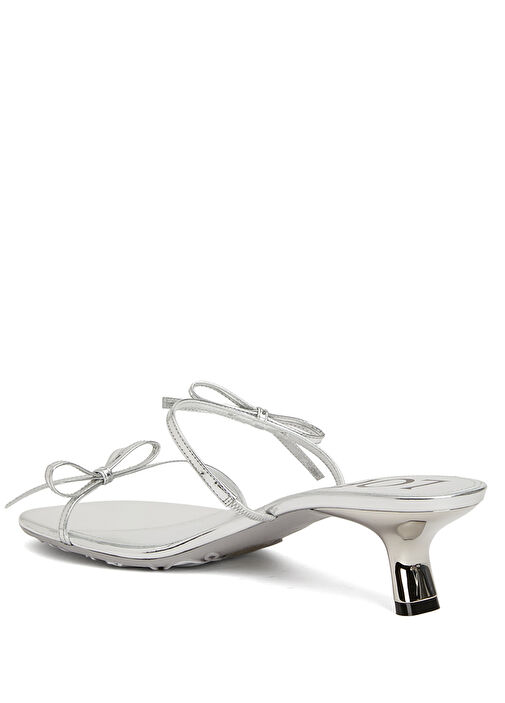 Petal Silver Fiyonk Detaylı Kadın Deri Sandalet - Görsel 4