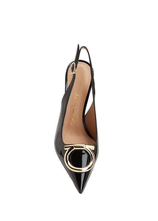 Siyah Deri Topuklu Ayakkabı - Görsel 5