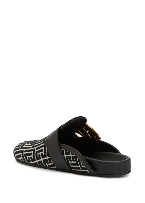 Siyah Beyaz Logo Desenli Erkek Terlik - Görsel 4