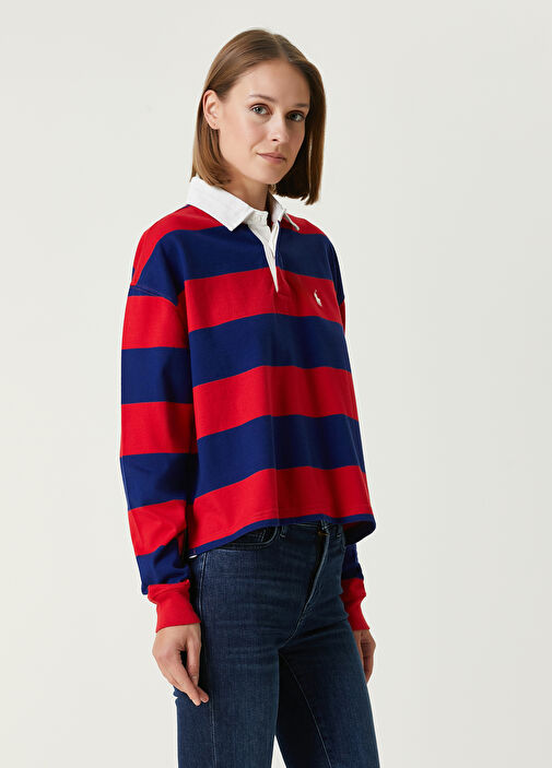 Polo Ralph Lauren Navy Blue Red Long Sleeve Polo T Shirt