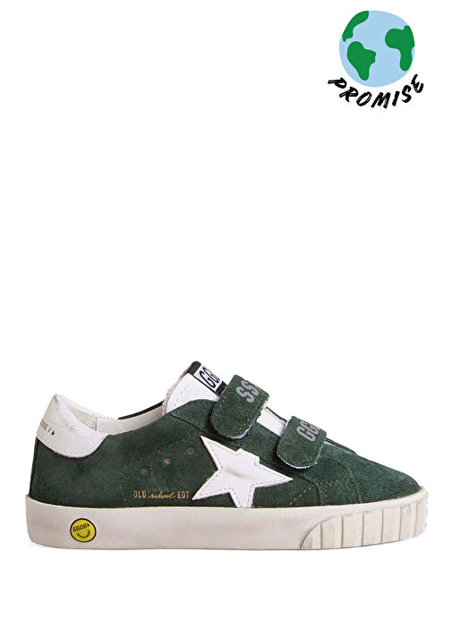 Old School Koyu Yeşil Unisex Çocuk Deri Sneaker - Görsel 2