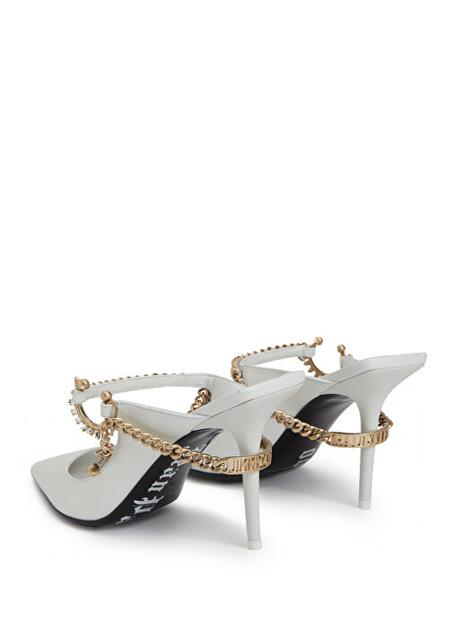 Bing Beyaz Topuklu Deri Terlik - Görsel 4