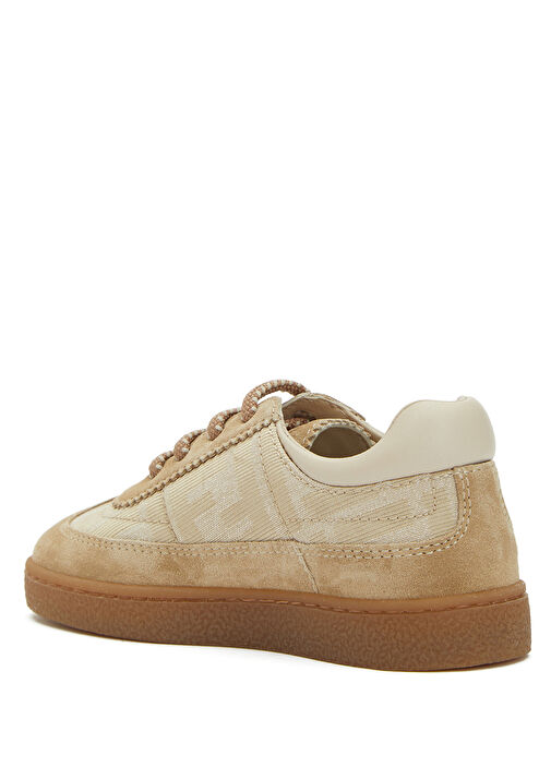 Krem Logo Desenli Erkek Çocuk Süet Sneaker - Görsel 4