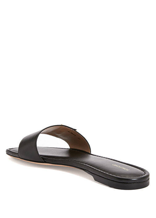 Padlock Siyah Kadın Deri Terlik - Görsel 4