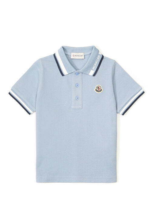 Moncler - Mavi Polo Yaka Erkek Çocuk T-shirt - Mavi