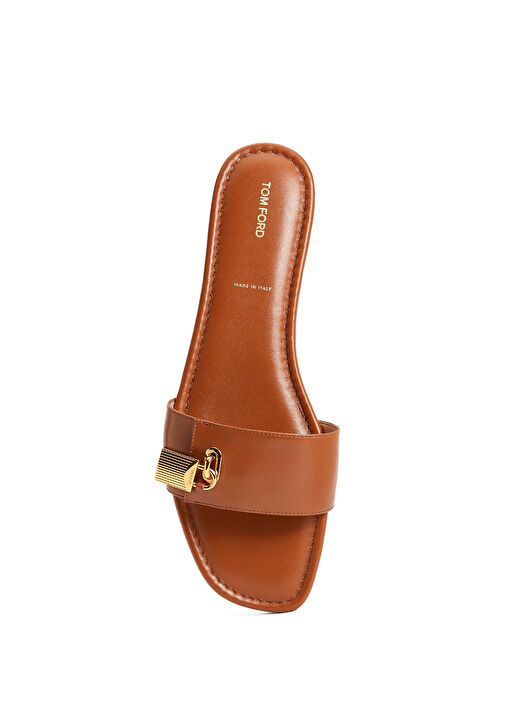 Padlock Taba Kadın Deri Terlik - Görsel 5