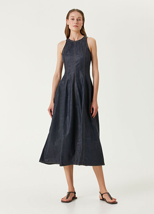 brunello cucinelli blue dress Brunello Cucinelli // Satin Twist Dress  VSP Consignment