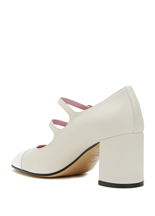 Krem Beyaz Deri Topuklu Ayakkabı - Görsel 4