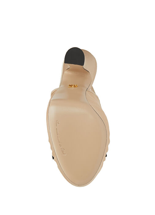 Krem Saten Topuklu Ayakkabı - Görsel 6