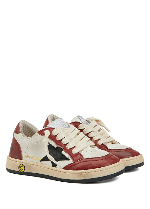 Ball Star Beyaz Kırmızı Unisex Çocuk Deri Sneaker - Görsel 3