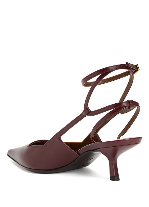 Bordo Deri Topuklu Ayakkabı - Görsel 4