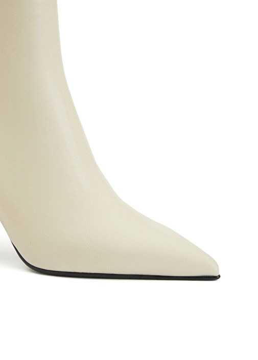 Kırık Beyaz Kadın Deri Bot - Görsel 7