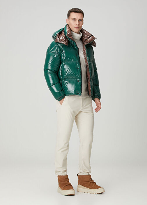 Moncler - Parana Yeşil Kapüşonlu Puffer Mont - Yeşil