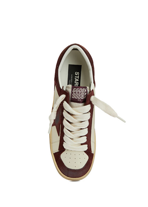 Stardan Beyaz Bordo Kadın Deri Sneaker - Görsel 5
