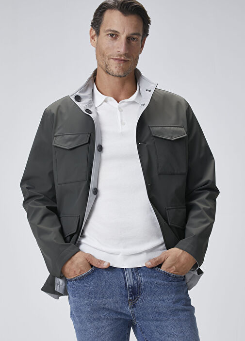 Haki Çift Taraflı Mont