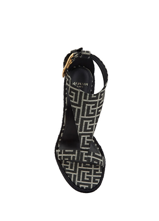 Siyah Beyaz Logo Desenli Kadın Espadril - Görsel 5