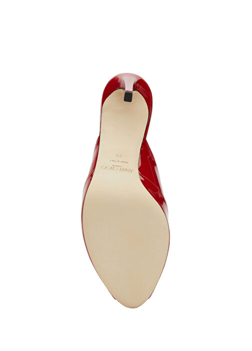 Brigitte Koyu Kırmızı Deri Topuklu Terlik - Görsel 6