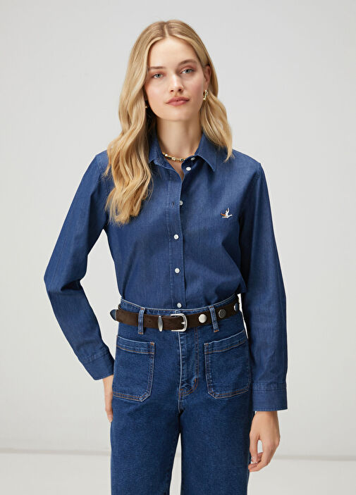 Koyu Mavi Basic Denim Gömlek