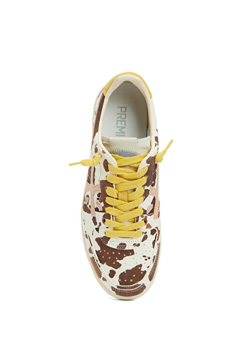 Desenli Kadın Deri Sneaker - Görsel 5