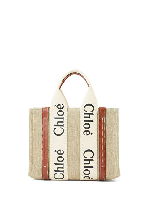Chloe Kahve-Beyaz Kadın Small Woody Tote Bej Kahverengi Kadın