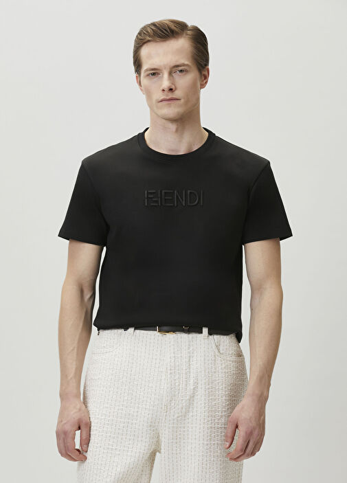 Fendi Siyah Erkek Siyah Logo Nakışlı T-shirt 1968894 | Beymen