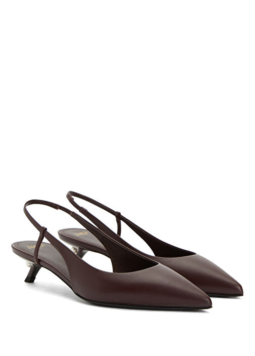 Bordo Deri Topuklu Ayakkabı - Görsel 3