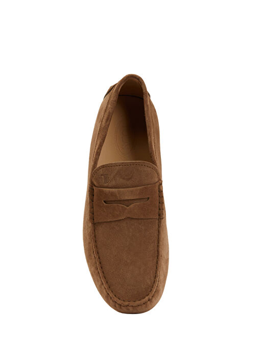 Kahverengi Bant Detaylı Logolu Erkek Deri Driver - Görsel 5