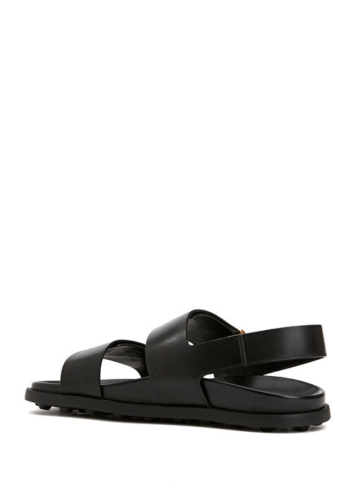 Siyah Logo Detaylı Kadın Deri Sandalet - Görsel 4